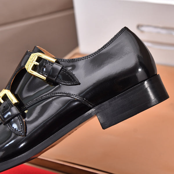 GG Men's Double Monk Strap Loafer Black Cowhide 525979