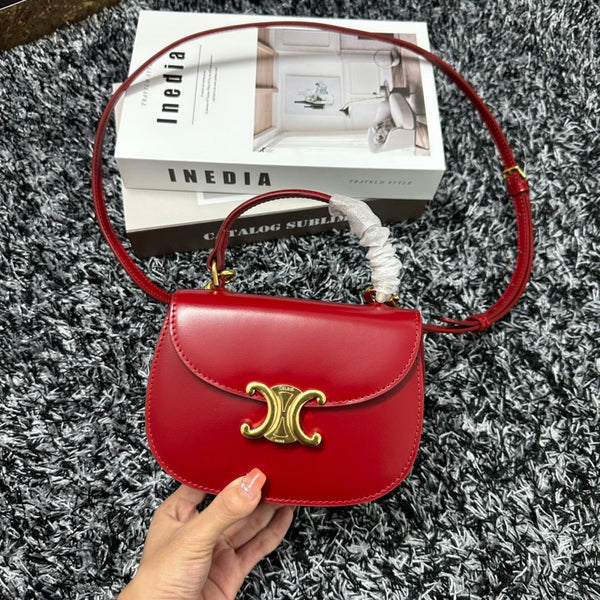 BESACE TRIPHOME 17 PELLE DI VITELLO ROSSO CILIEGIA