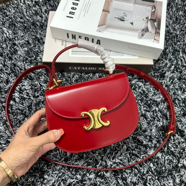 BESACE TRIPHOME 17 PELLE DI VITELLO ROSSO CILIEGIA