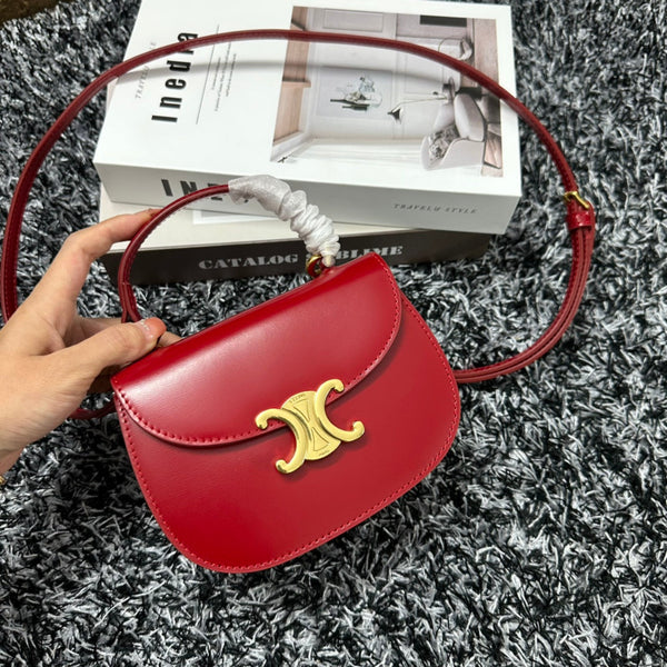 BESACE TRIPHOME 17 PELLE DI VITELLO ROSSO CILIEGIA