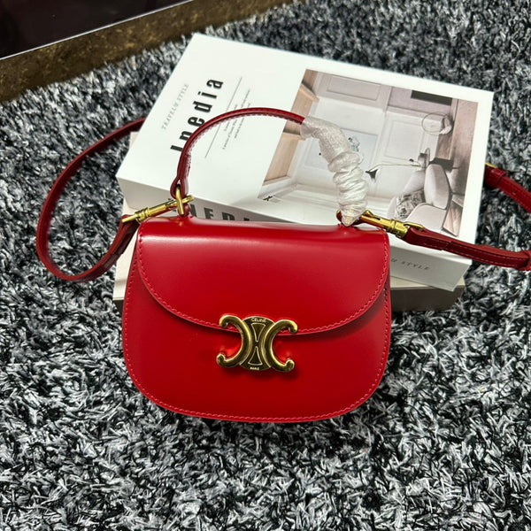 BESACE TRIPHOME 17 PELLE DI VITELLO ROSSO CILIEGIA