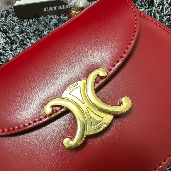 BESACE TRIPHOME 17 PELLE DI VITELLO ROSSO CILIEGIA