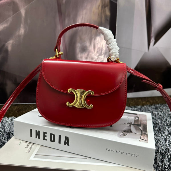 BESACE TRIPHOME 17 PELLE DI VITELLO ROSSO CILIEGIA
