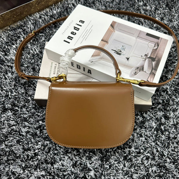 BESACE TRIPHOME 17 PELLE DI VITELLO CARAMELLO MARRONE