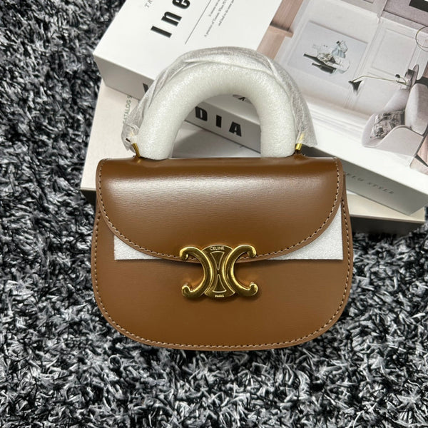 BESACE TRIPHOME 17 PELLE DI VITELLO CARAMELLO MARRONE