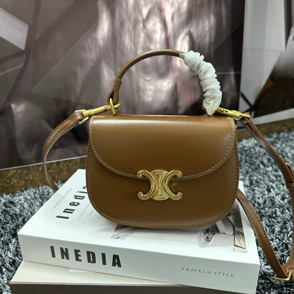 BESACE TRIPHOME 17 PELLE DI VITELLO CARAMELLO MARRONE