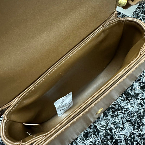 BESACE TRIPHOME 17 PELLE DI VITELLO CARAMELLO MARRONE