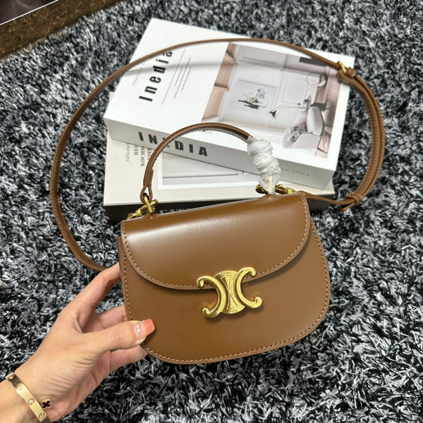 BESACE TRIPHOME 17 PELLE DI VITELLO CARAMELLO MARRONE
