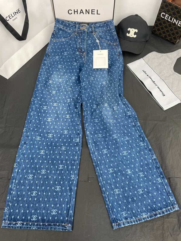 Jean droit ample à pois double C CC 344167