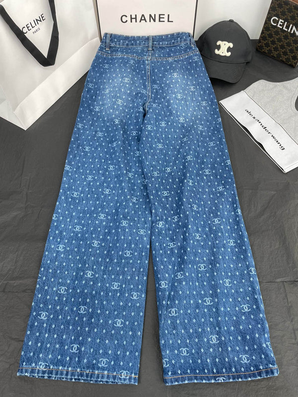 Jean droit ample à pois double C CC 344167