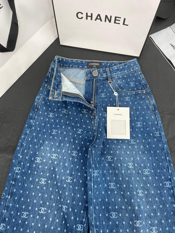 Jean droit ample à pois double C CC 344167
