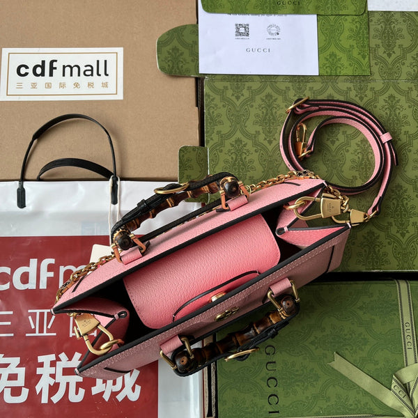Gucci Diana Bamboo Bag Pink Calfskin 240100