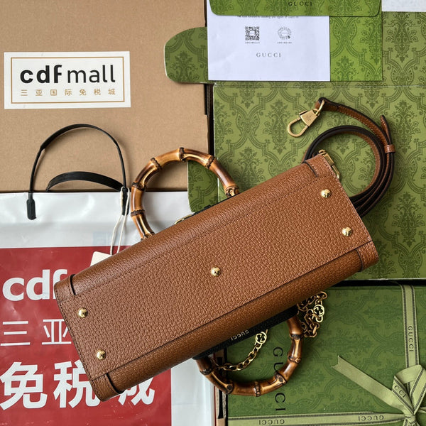 Gucci Diana Bamboo Bag Brown Calfskin 240101