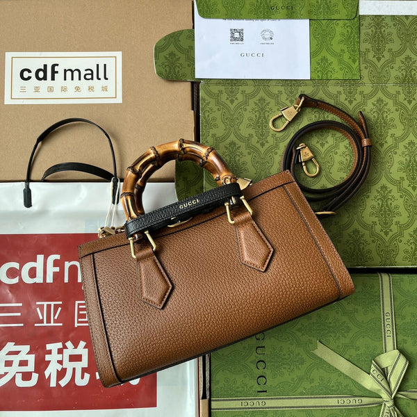 Gucci Diana Bamboo Bag Brown Calfskin 240101