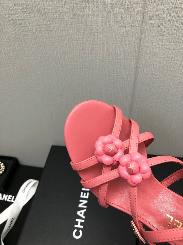 SANDALO CON TACCO ALTO A FLOREALE IN PELLE DI AGNELLO ROSA SCURO