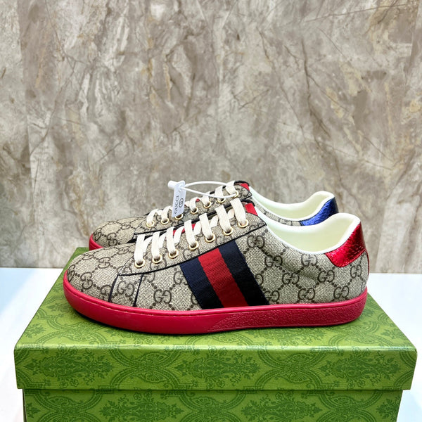 Sneaker GG ACE da uomo in tela marrone rossa 525924