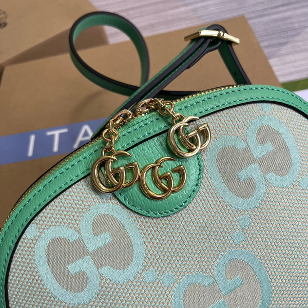 ophidia grande astuccio in tela monogramma beige verde 24 cm