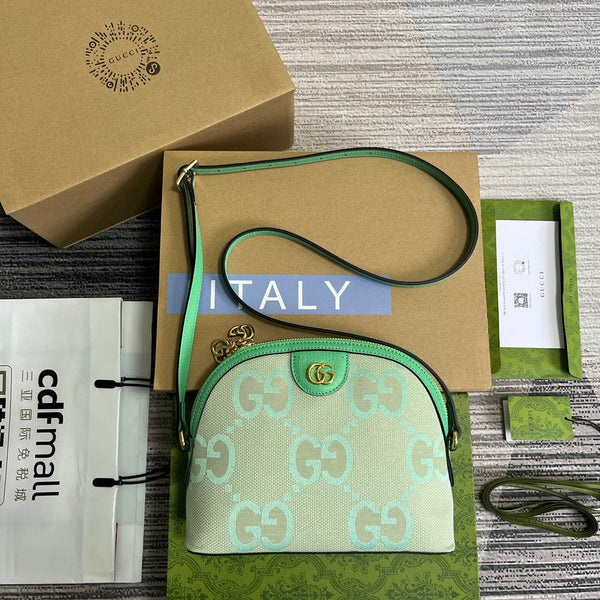 ophidia grande astuccio in tela monogramma beige verde 24 cm