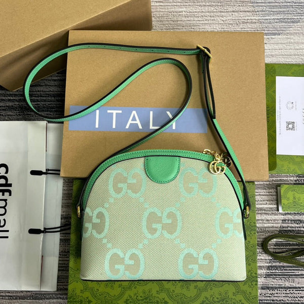 ophidia grande astuccio in tela monogramma beige verde 24 cm