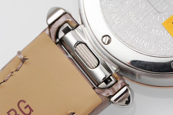 pasha 30mm quarzo oro rosa quadrante bianco pelle marrone chiaro 