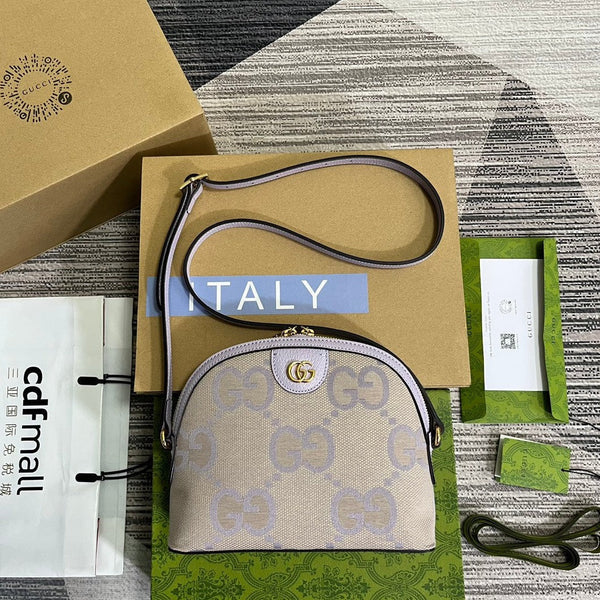 ophidia grande astuccio in tela monogramma beige viola 24 cm