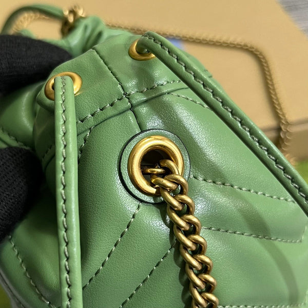 BORSA A SECCHIELLO GG MARMONT 17 IN PELLE DI VITELLO VERDE CHIARO
