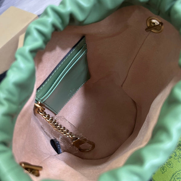 BORSA A SECCHIELLO GG MARMONT 17 IN PELLE DI VITELLO VERDE CHIARO