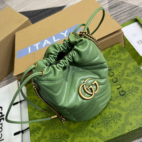 BORSA A SECCHIELLO GG MARMONT 17 IN PELLE DI VITELLO VERDE CHIARO