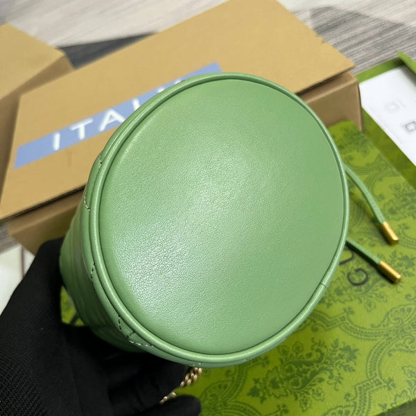 BORSA A SECCHIELLO GG MARMONT 17 IN PELLE DI VITELLO VERDE CHIARO