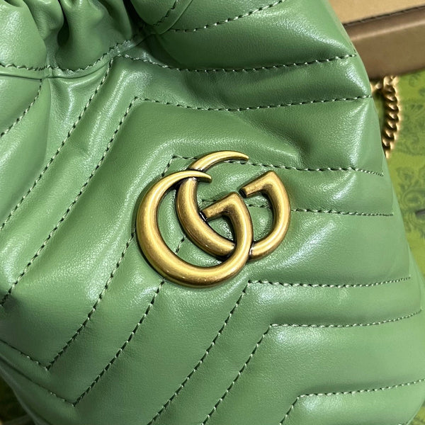 BORSA A SECCHIELLO GG MARMONT 17 IN PELLE DI VITELLO VERDE CHIARO