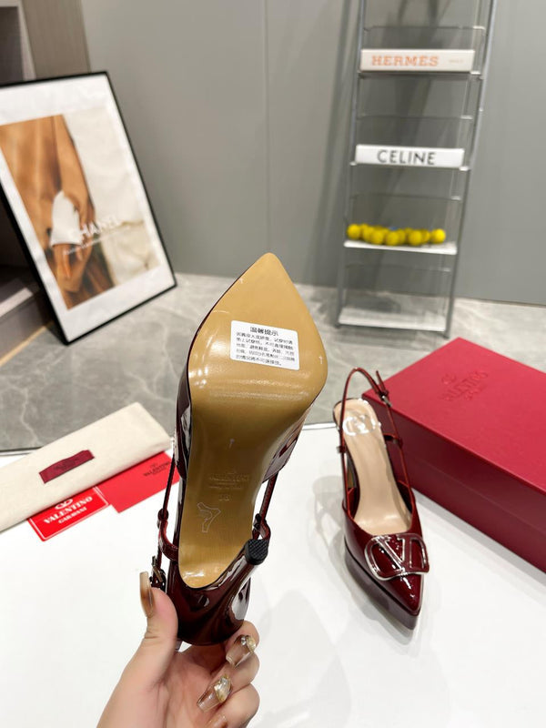 vlogo signature burgundy beige vitello slingback platform pump 120mm