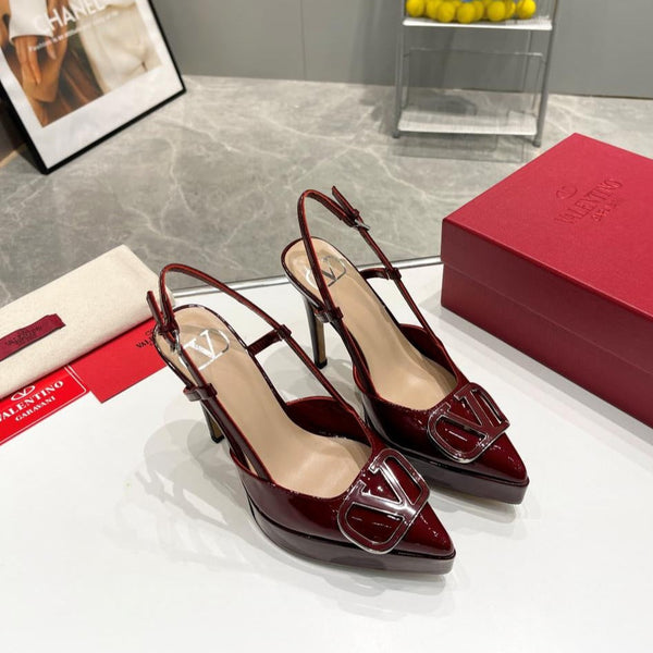 vlogo signature burgundy beige vitello slingback platform pump 120mm