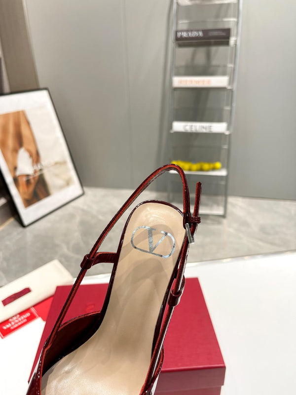 vlogo signature burgundy beige vitello slingback platform pump 120mm