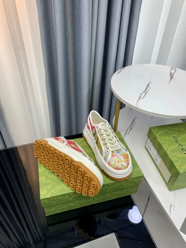 SNEAKER FLATFORM GG IN TELA CON MOTIVO A FIORI