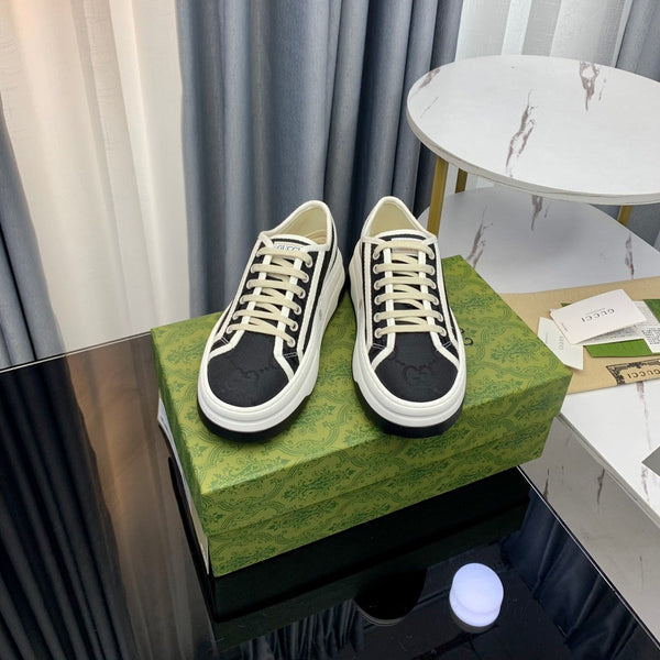 SNEAKER GG FLATFORM IN TELA NERA