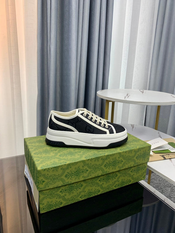 SNEAKER GG FLATFORM IN TELA NERA