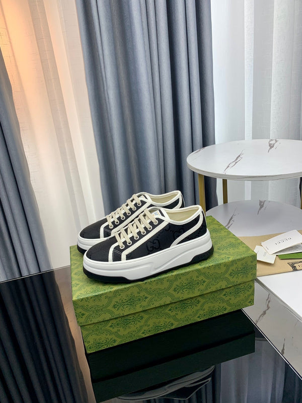 SNEAKER GG FLATFORM IN TELA NERA