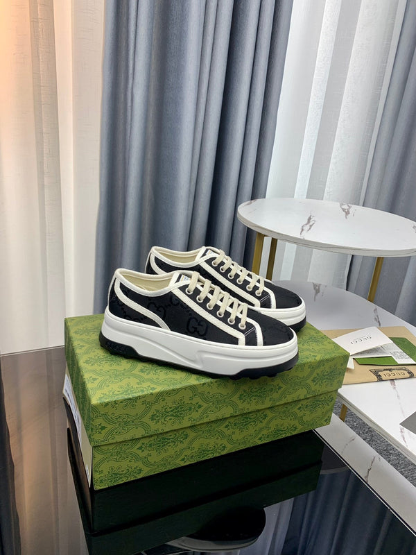 SNEAKER GG FLATFORM IN TELA NERA