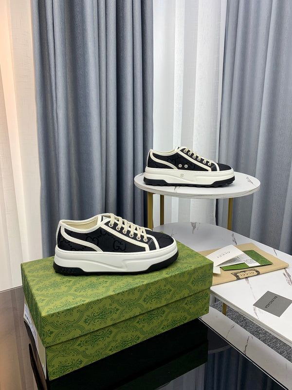 SNEAKER GG FLATFORM IN TELA NERA