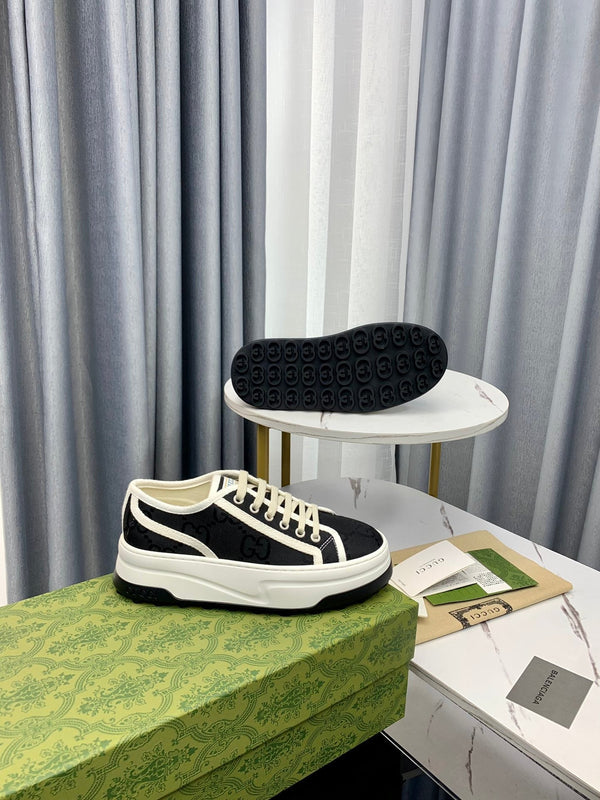 SNEAKER GG FLATFORM IN TELA NERA