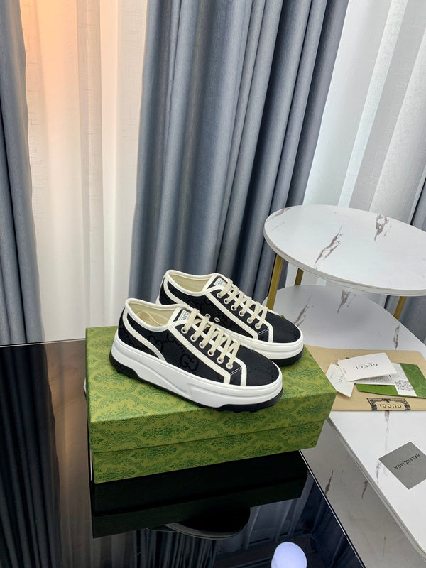 SNEAKER GG FLATFORM IN TELA NERA