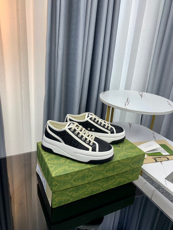 SNEAKER GG FLATFORM IN TELA NERA