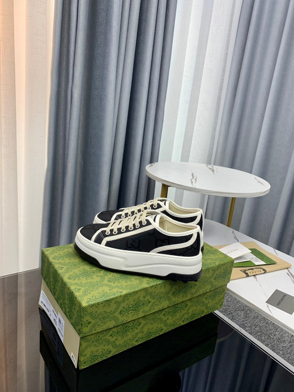 SNEAKER GG FLATFORM IN TELA NERA