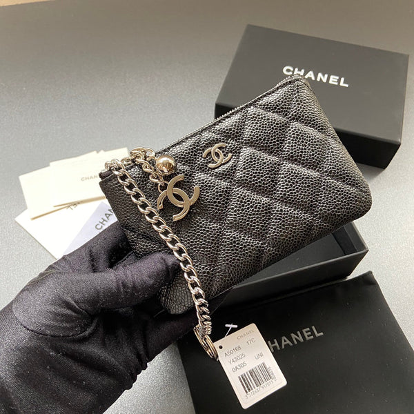 CC A50168 Keyring Cardholder Black Caviar Sliver Steel 229707