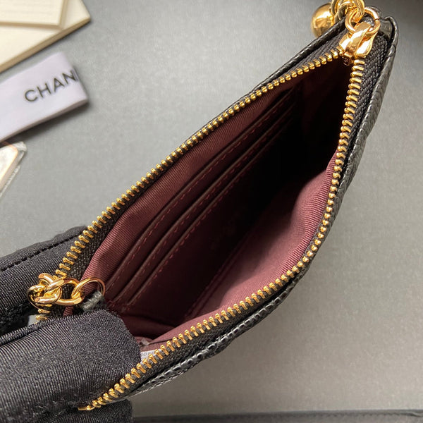 CC A50168 Keyring Cardholder Black Caviar GHW 229709
