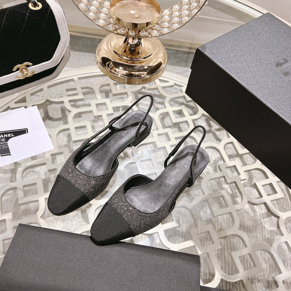 slingback 2.5 glitter grigio nero grosgrain