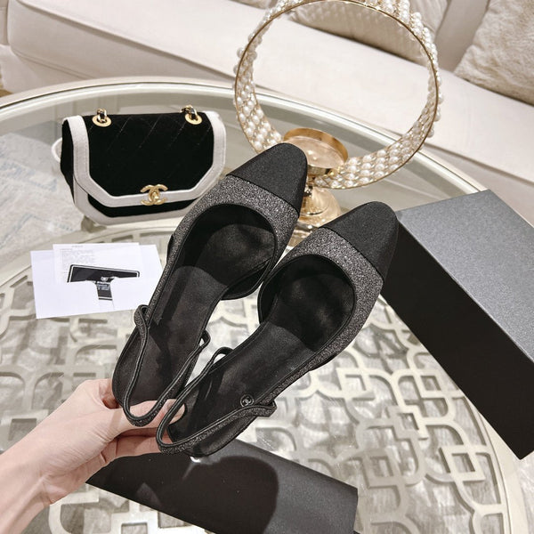 slingback 2.5 glitter grigio nero grosgrain