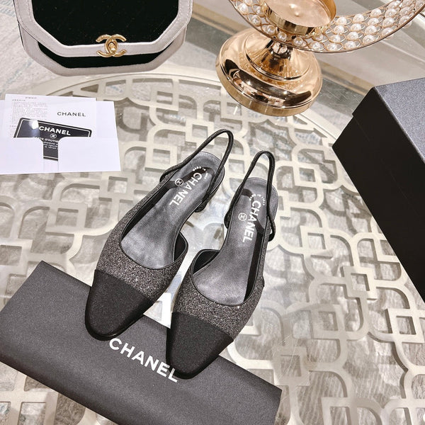 slingback 2.5 glitter grigio nero grosgrain
