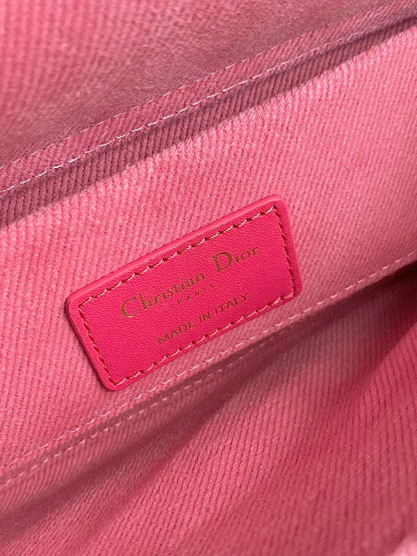 BORSA D-JOY 22 IN DENIM MACROCANNAGE ROSA SCURO