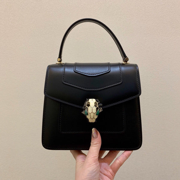 BVL Serpenti Forever Medium Top Handle Bag 20 cm Black Calfskin GHW 188652